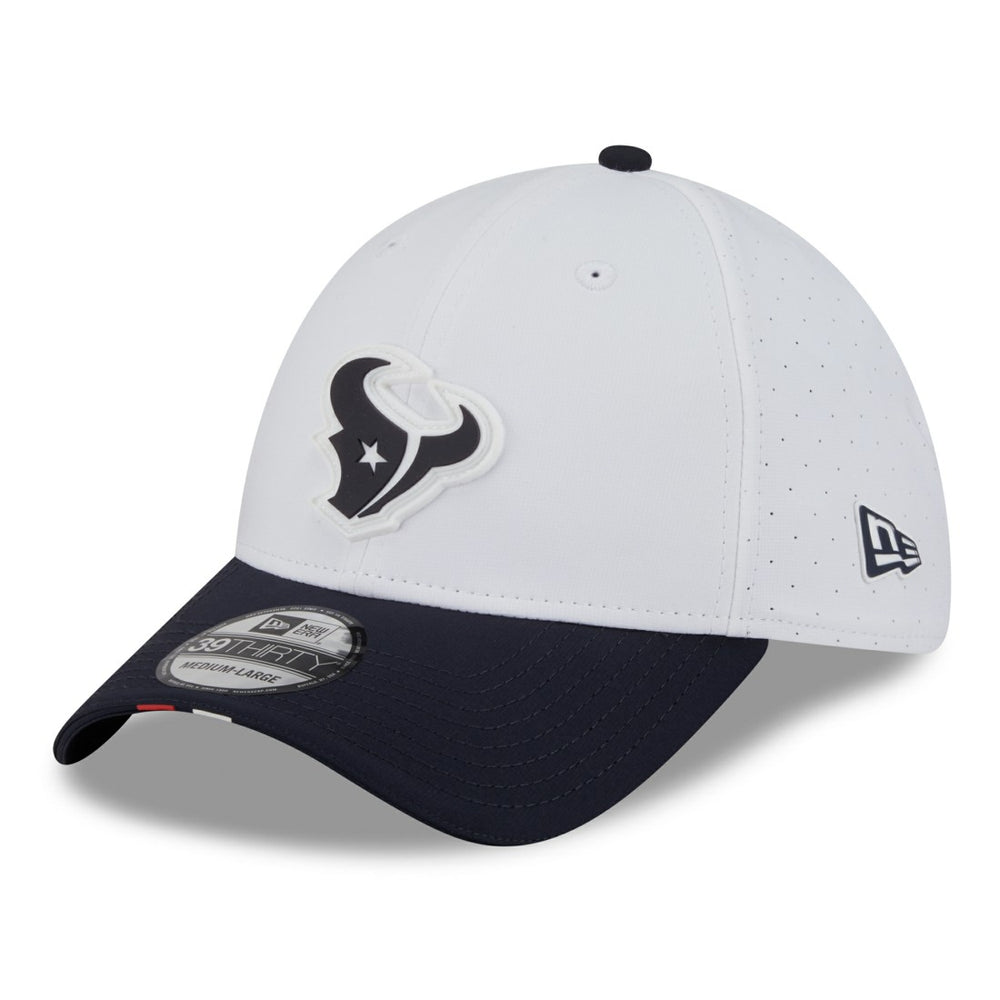 Houston Texans New Era 2025 NFL Training Camp 39THIRTY Flex Hat - White/Navy sale