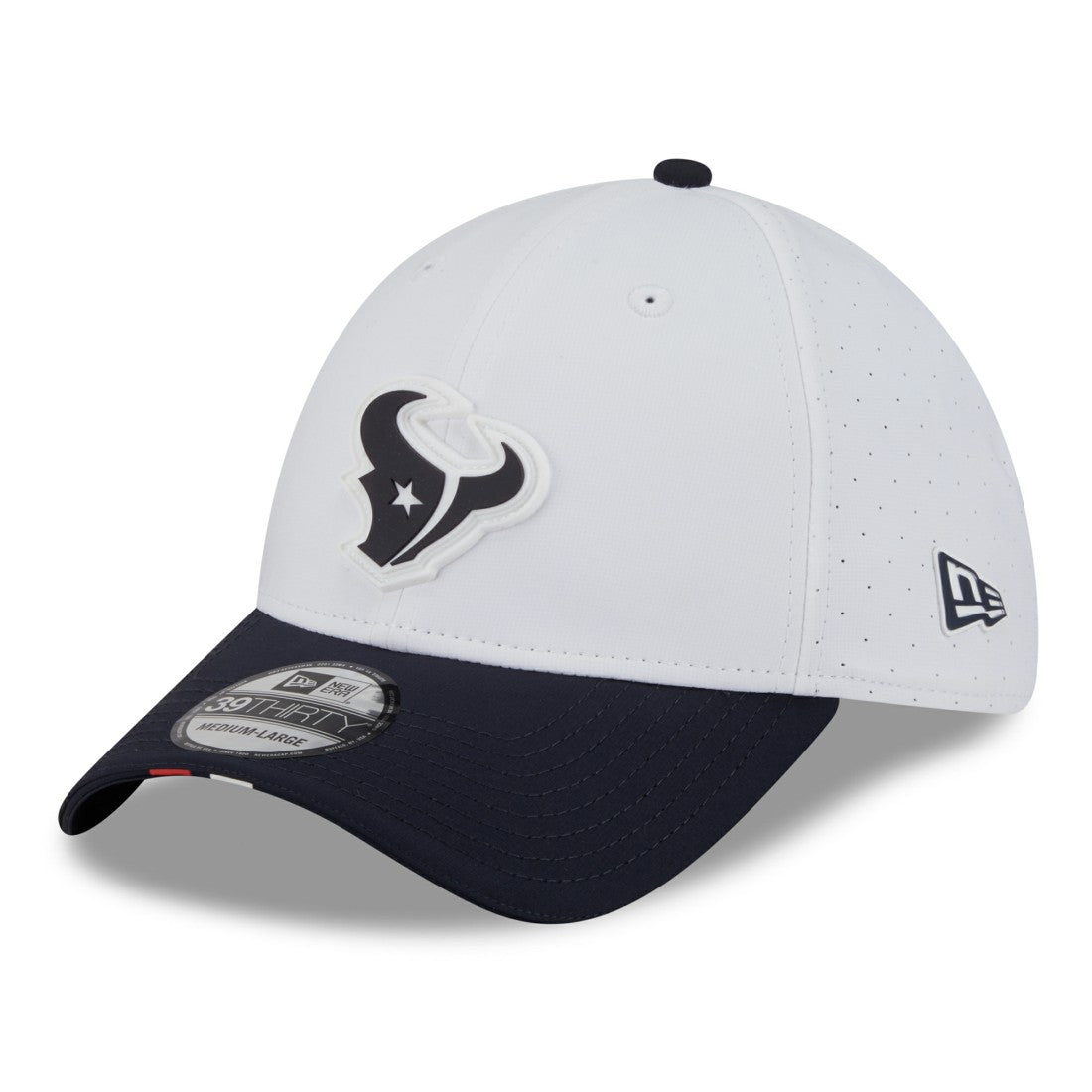 Houston Texans New Era 2025 NFL Training Camp 39THIRTY Flex Hat - White/Navy sale