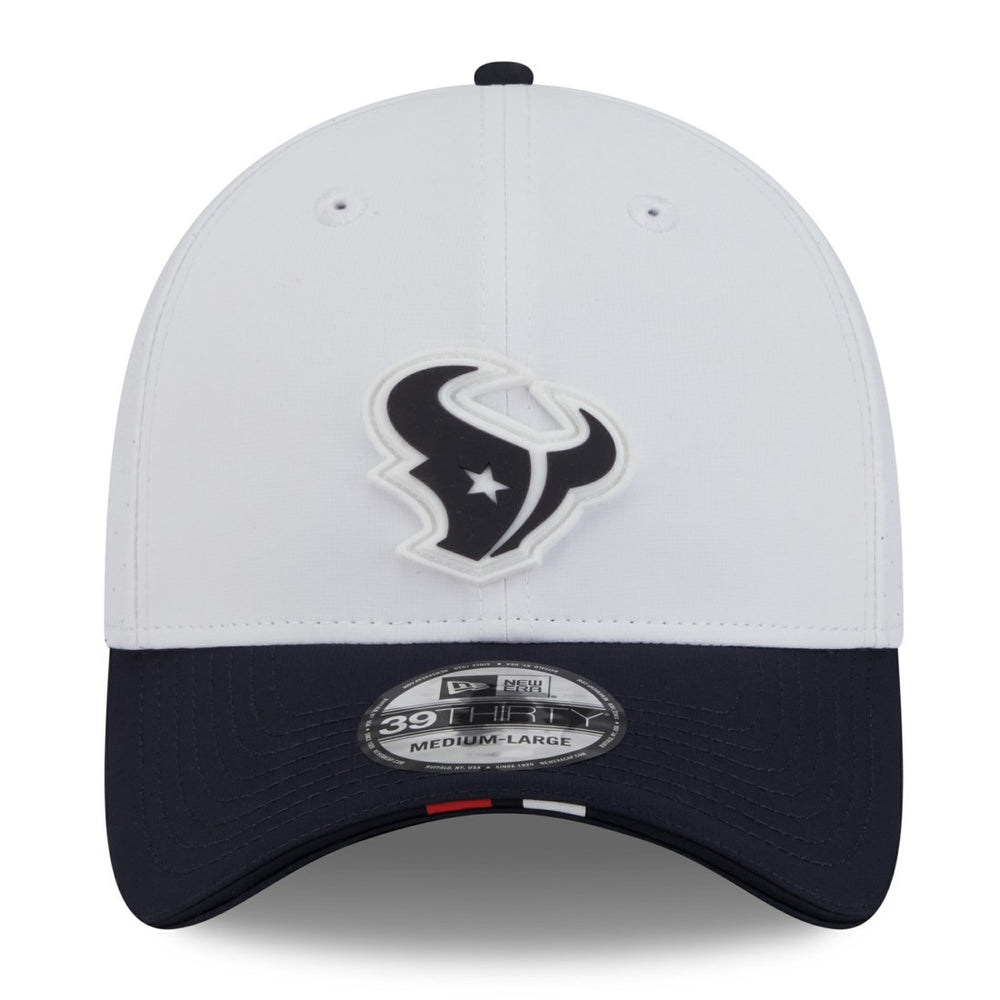 Houston Texans New Era 2025 NFL Training Camp 39THIRTY Flex Hat - White/Navy sale