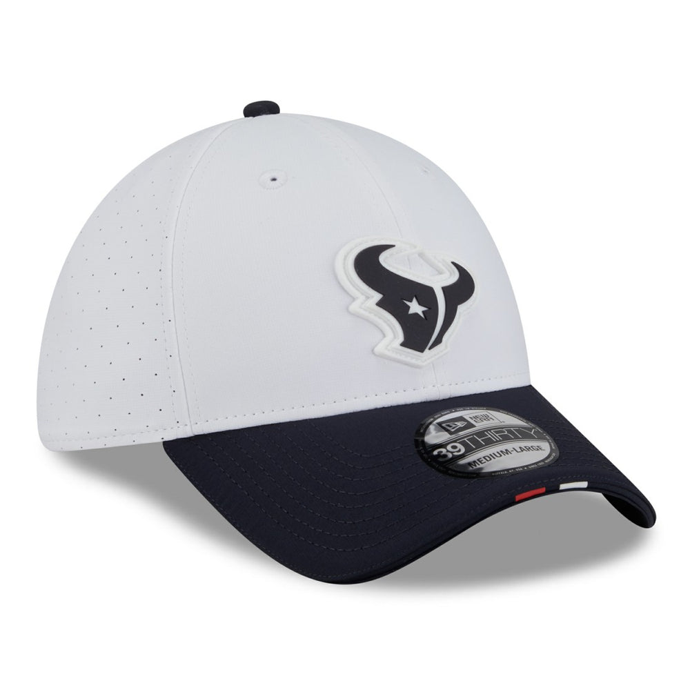 Houston Texans New Era 2025 NFL Training Camp 39THIRTY Flex Hat - White/Navy sale