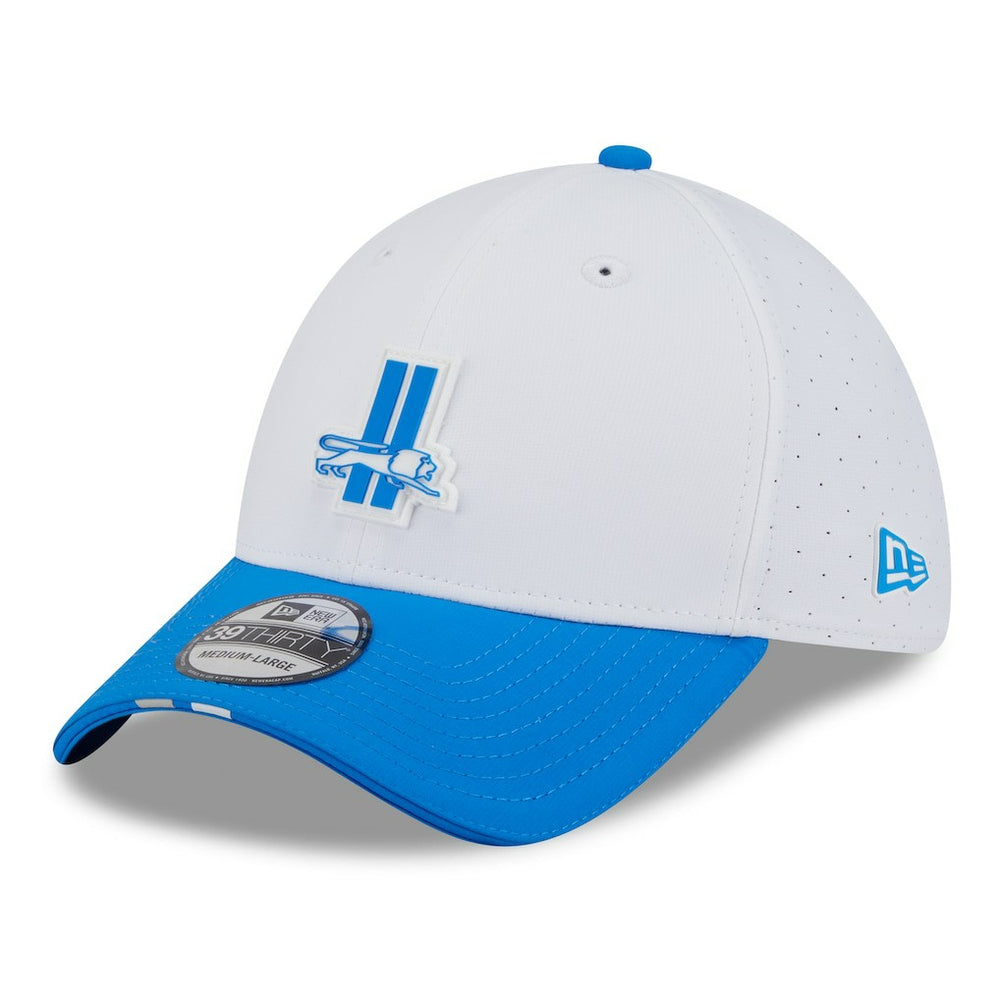 Detroit Lions New Era 2025 NFL Training Camp Throwback Logo 39THIRTY Flex Hat - White/Blue cheap
