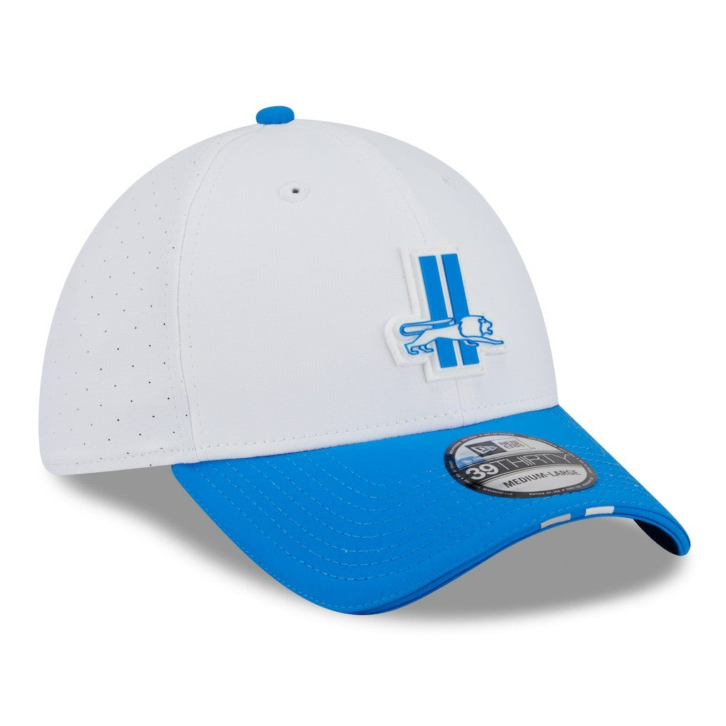 Detroit Lions New Era 2025 NFL Training Camp Throwback Logo 39THIRTY Flex Hat - White/Blue cheap