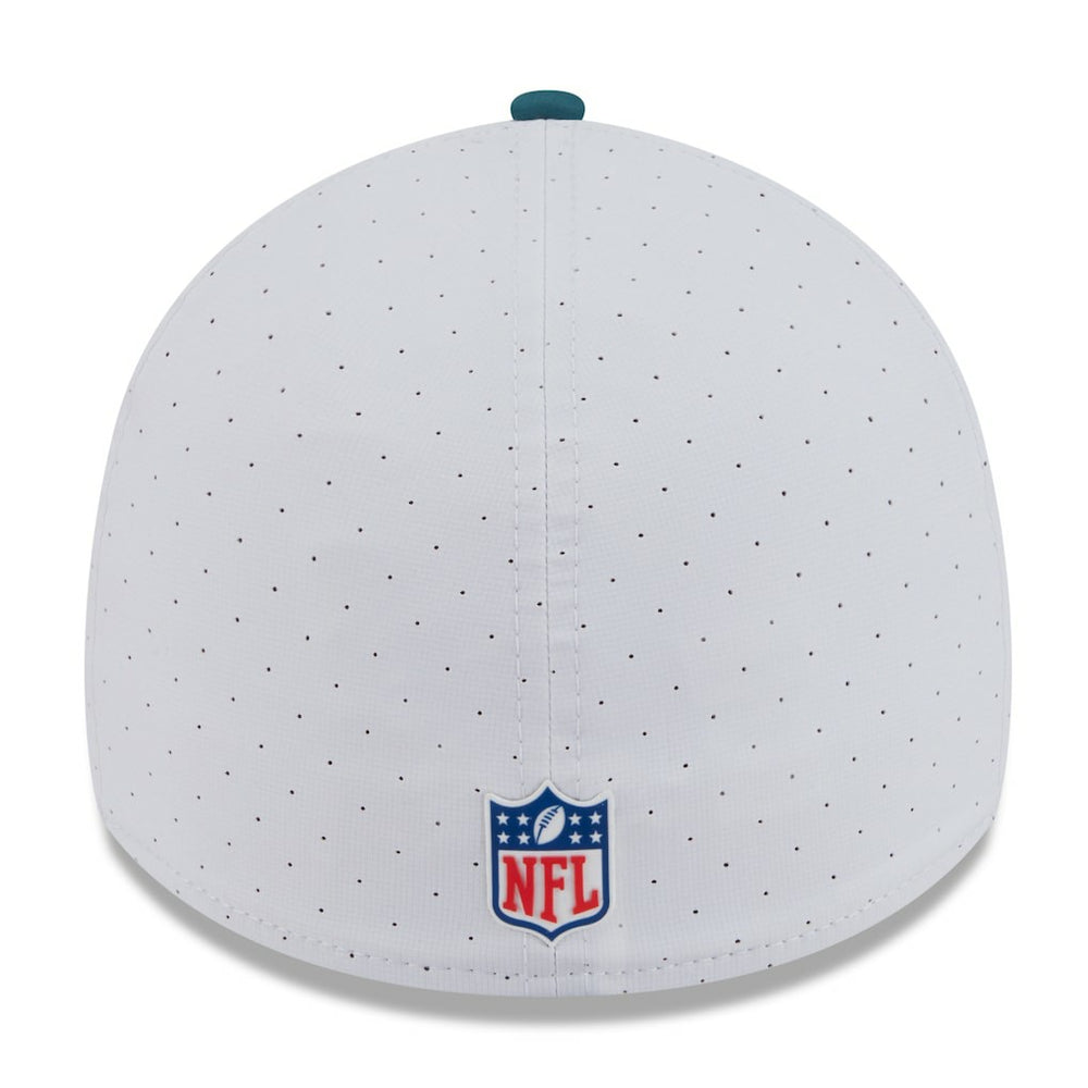 Philadelphia Eagles New Era 2025 NFL Training Camp 39THIRTY Flex Hat - White/Midnight Green on sale