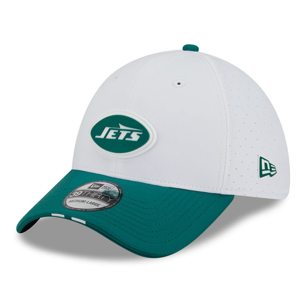 New York Jets New Era 2025 NFL Training Camp 39THIRTY Flex Hat - White/Green sale