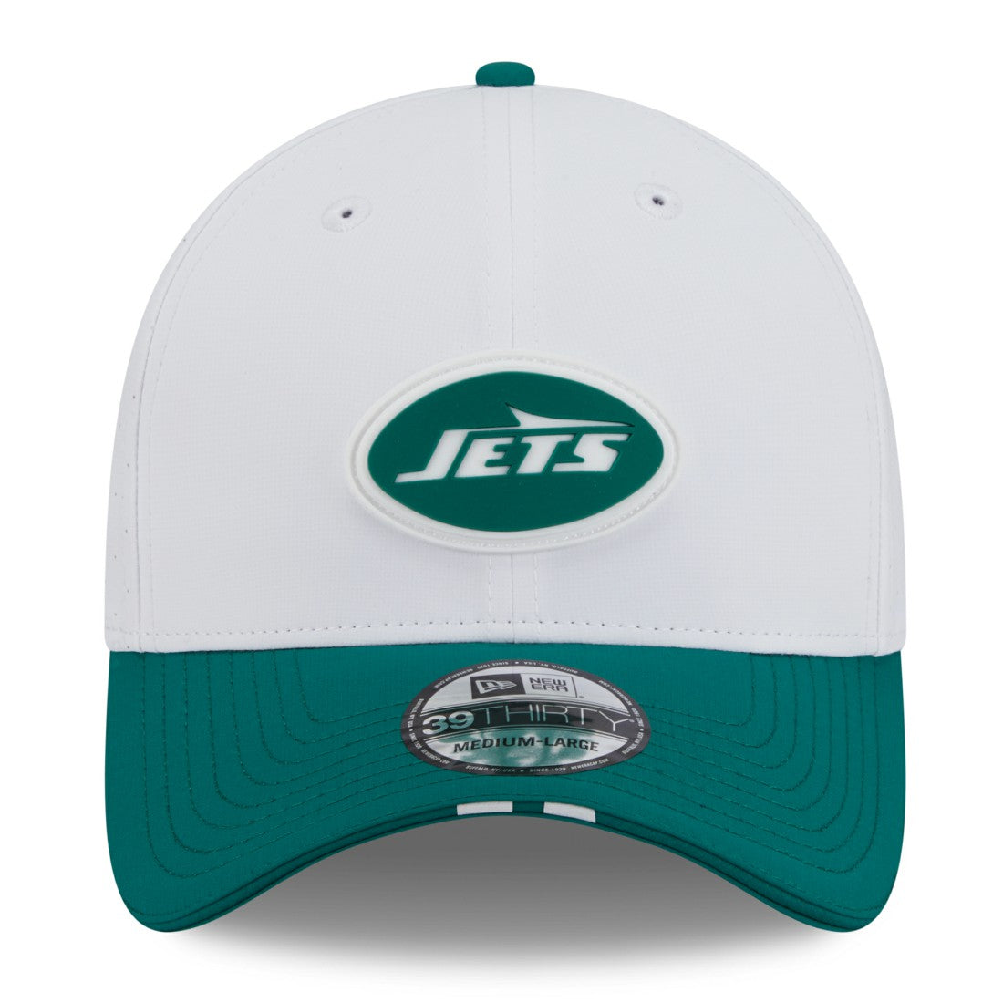 New York Jets New Era 2025 NFL Training Camp 39THIRTY Flex Hat - White/Green sale