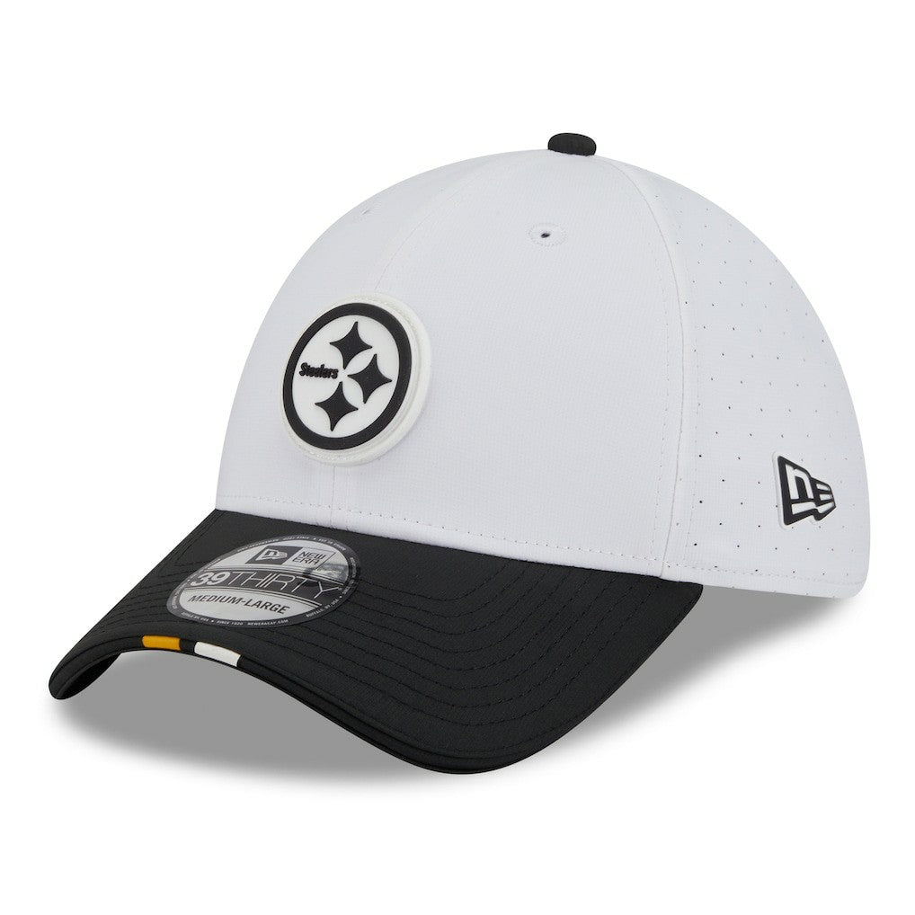 Pittsburgh Steelers New Era 2025 NFL Training Camp 39THIRTY Flex Hat - White/Black online