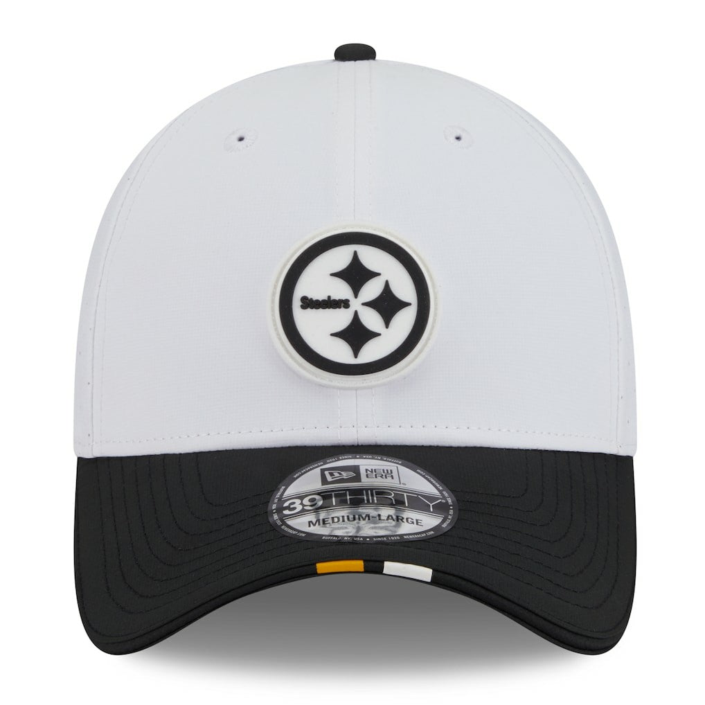 Pittsburgh Steelers New Era 2025 NFL Training Camp 39THIRTY Flex Hat - White/Black online