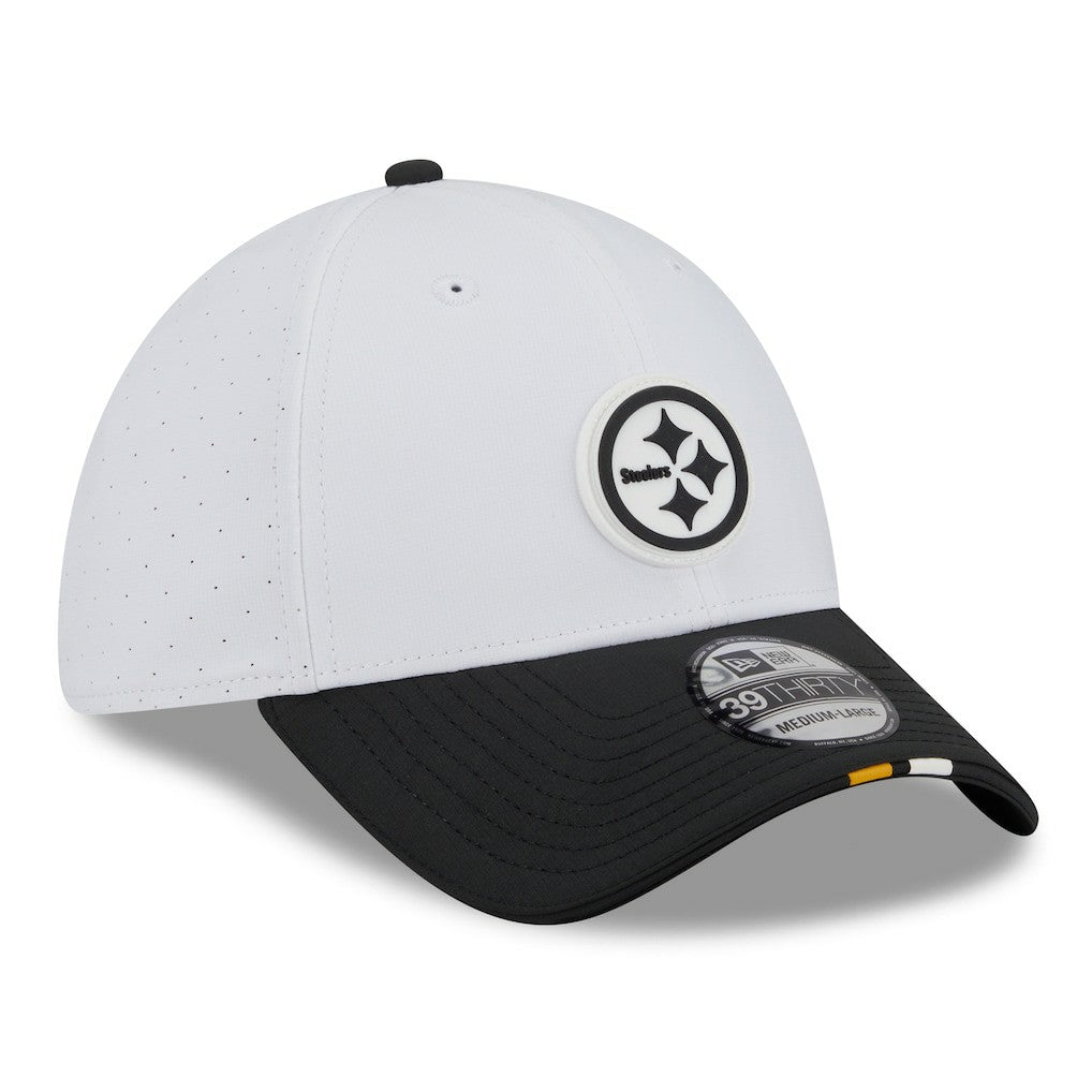 Pittsburgh Steelers New Era 2025 NFL Training Camp 39THIRTY Flex Hat - White/Black online