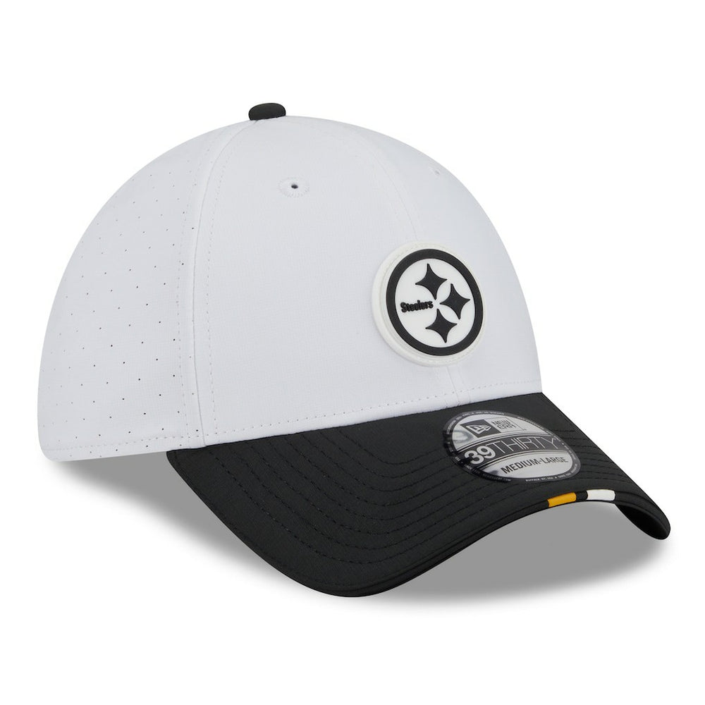 Pittsburgh Steelers New Era 2025 NFL Training Camp 39THIRTY Flex Hat - White/Black online