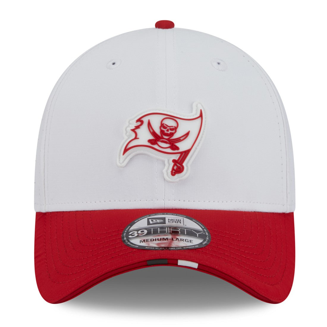 Tampa Bay Buccaneers New Era 2025 NFL Training Camp 39THIRTY Flex Hat - White/Red sale