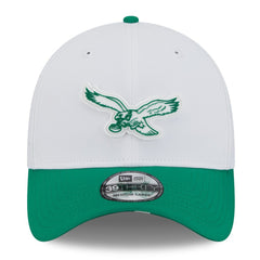 Philadelphia Eagles New Era 2025 NFL Training Camp Throwback Logo 39THIRTY Flex Hat - White/Kelly Green outlet