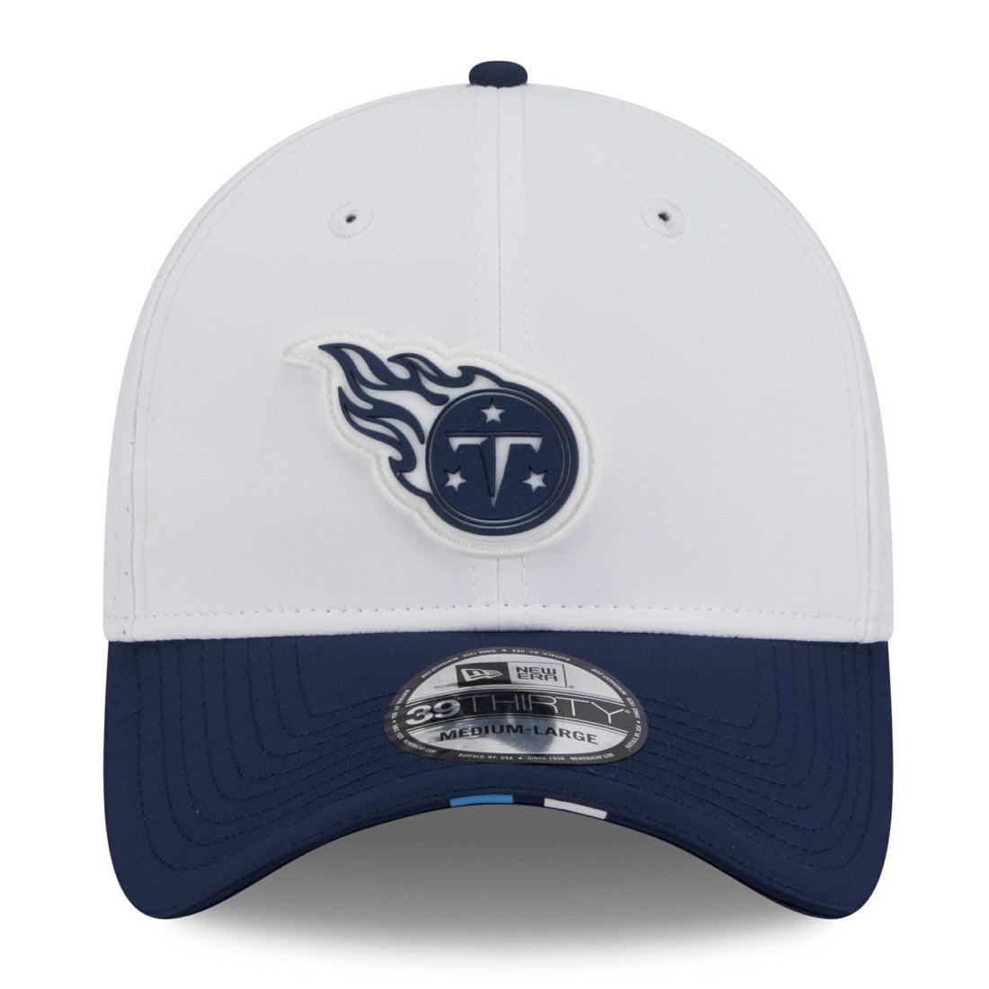 Tennessee Titans New Era 2025 NFL Training Camp 39THIRTY Flex Hat - White/Navy cheap