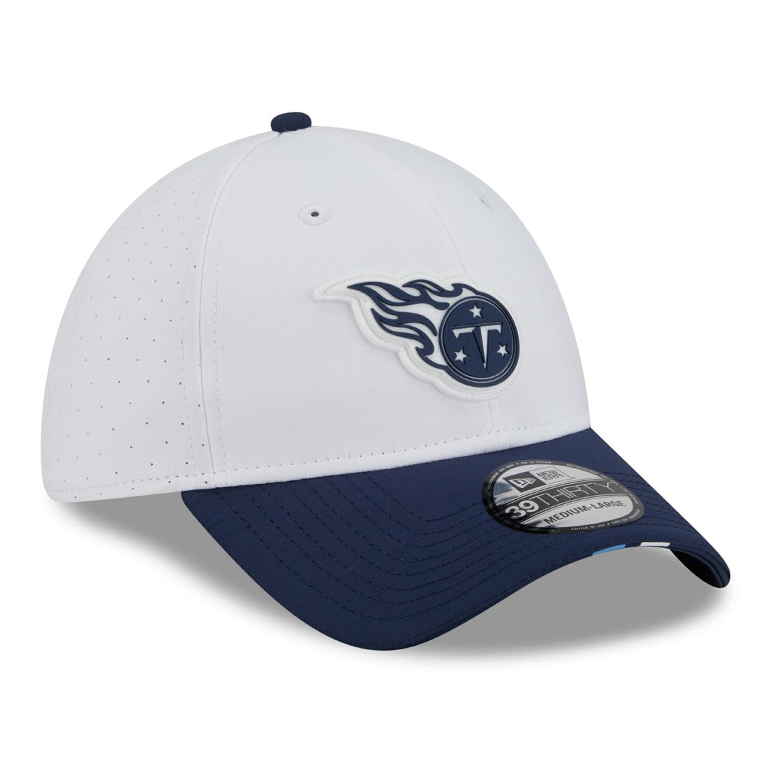 Tennessee Titans New Era 2025 NFL Training Camp 39THIRTY Flex Hat - White/Navy cheap