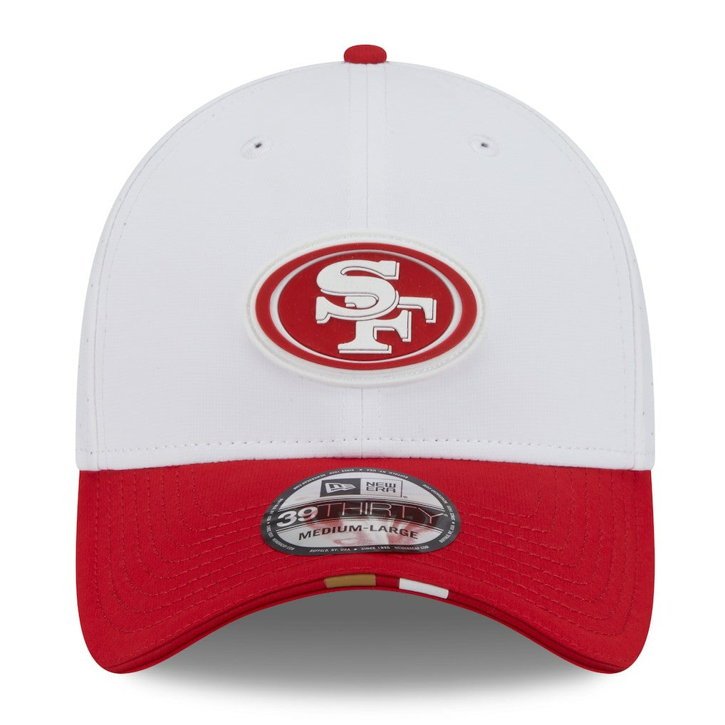 San Francisco 49ers New Era 2025 NFL Training Camp 39THIRTY Flex Hat - White/Scarlet on sale