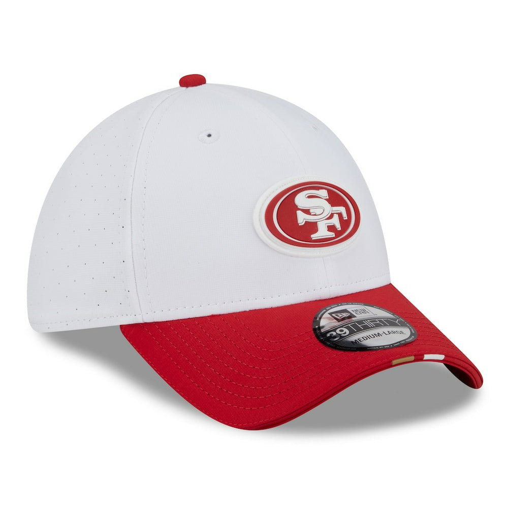 San Francisco 49ers New Era 2025 NFL Training Camp 39THIRTY Flex Hat - White/Scarlet on sale