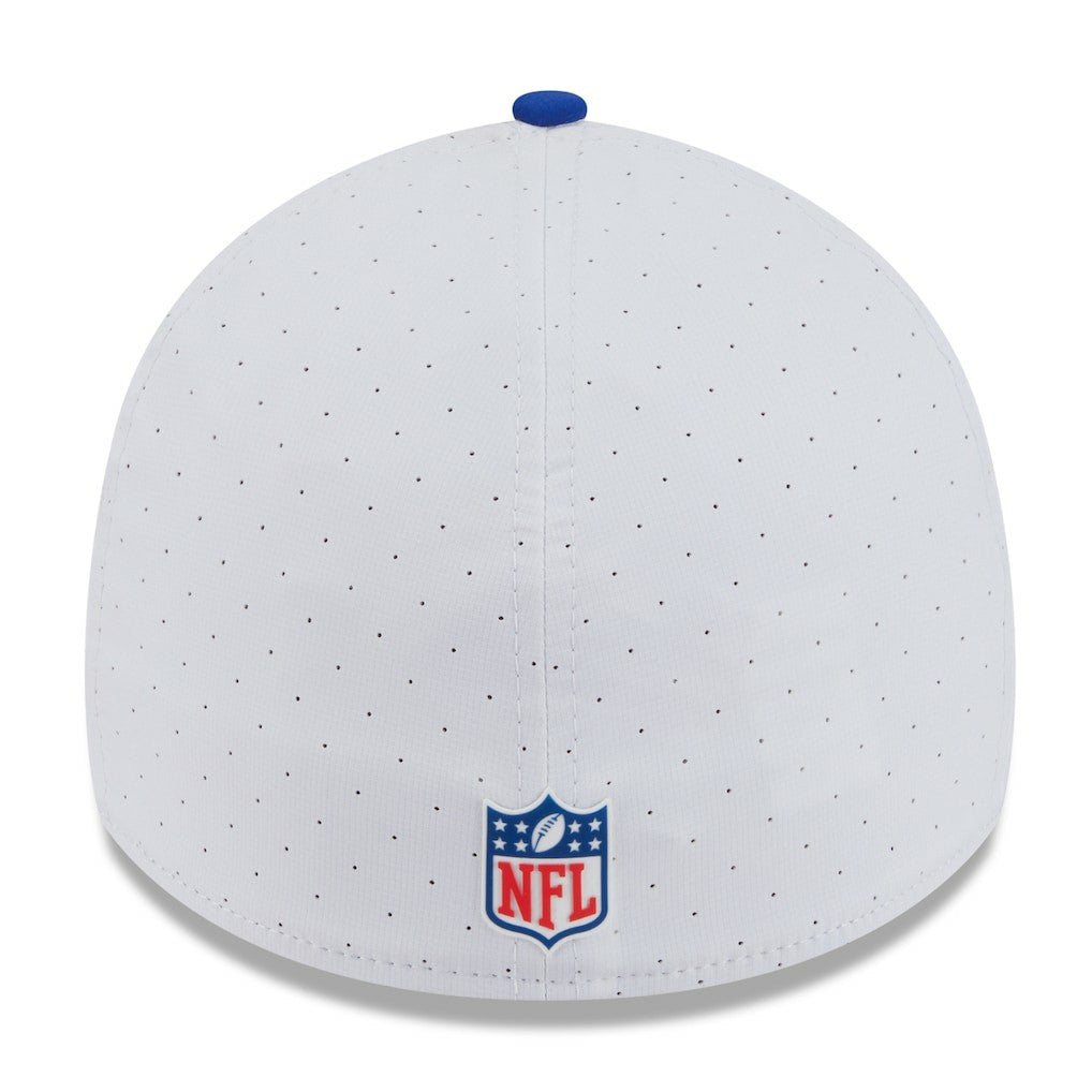 New England Patriots New Era 2025 NFL Training Camp Throwback Logo 39THIRTY Flex Hat - White/Royal discount
