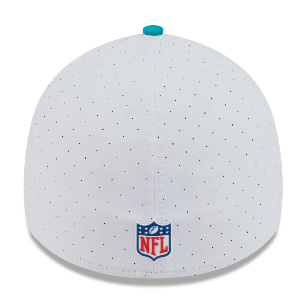 Miami Dolphins New Era 2025 NFL Training Camp 39THIRTY Flex Hat - White/Aqua discount