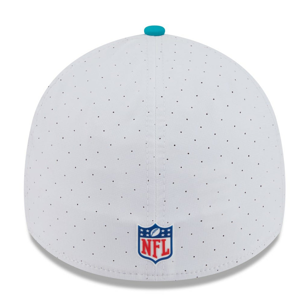 Miami Dolphins New Era 2025 NFL Training Camp 39THIRTY Flex Hat - White/Aqua discount