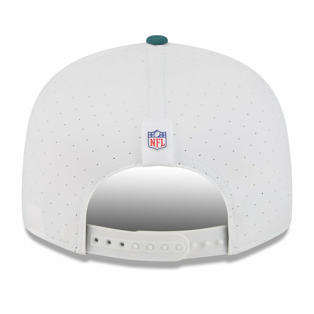 Philadelphia Eagles New Era 2025 NFL Training Camp Split Panel 9FIFTY Snapback Hat - White/Midnight Green sale