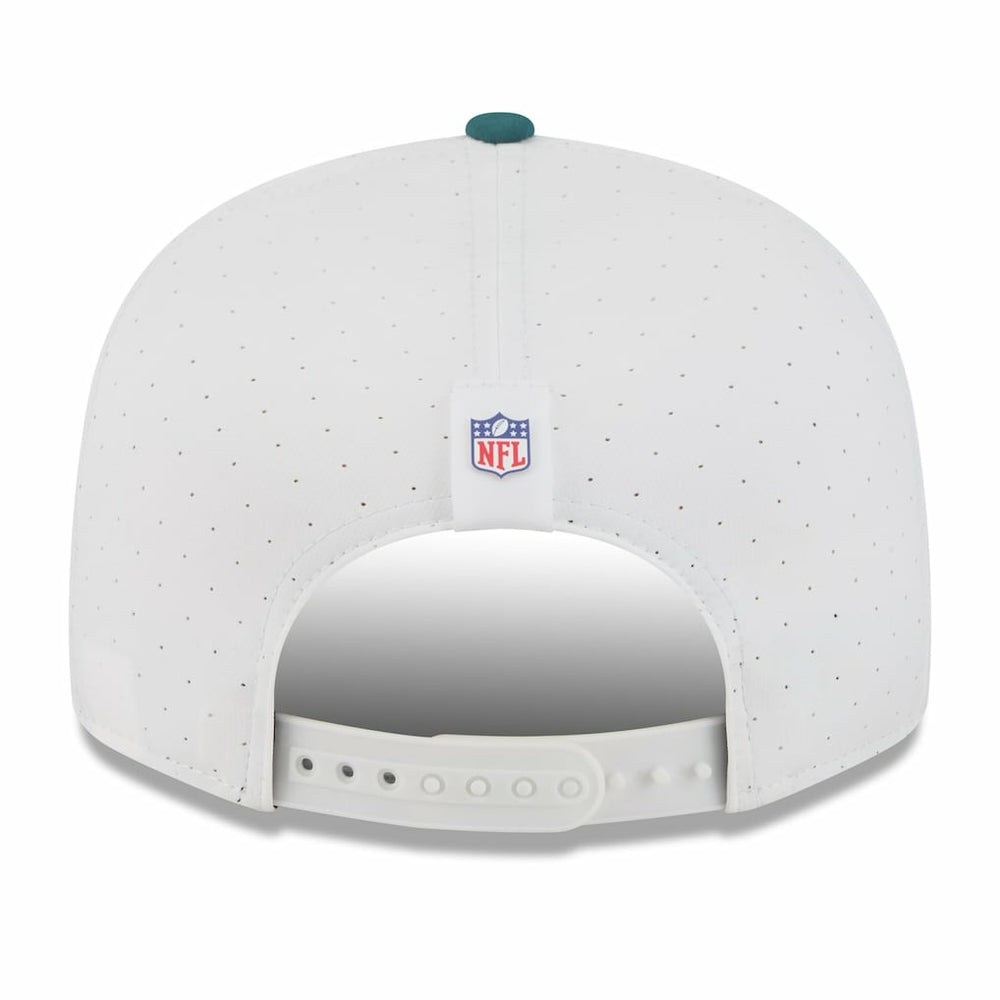 Philadelphia Eagles New Era 2025 NFL Training Camp Split Panel 9FIFTY Snapback Hat - White/Midnight Green sale