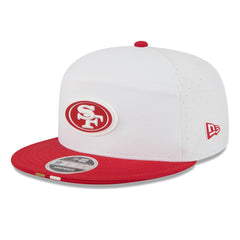 San Francisco 49ers New Era 2025 NFL Training Camp Split Panel 9FIFTY Snapback Hat - White/Scarlet sale