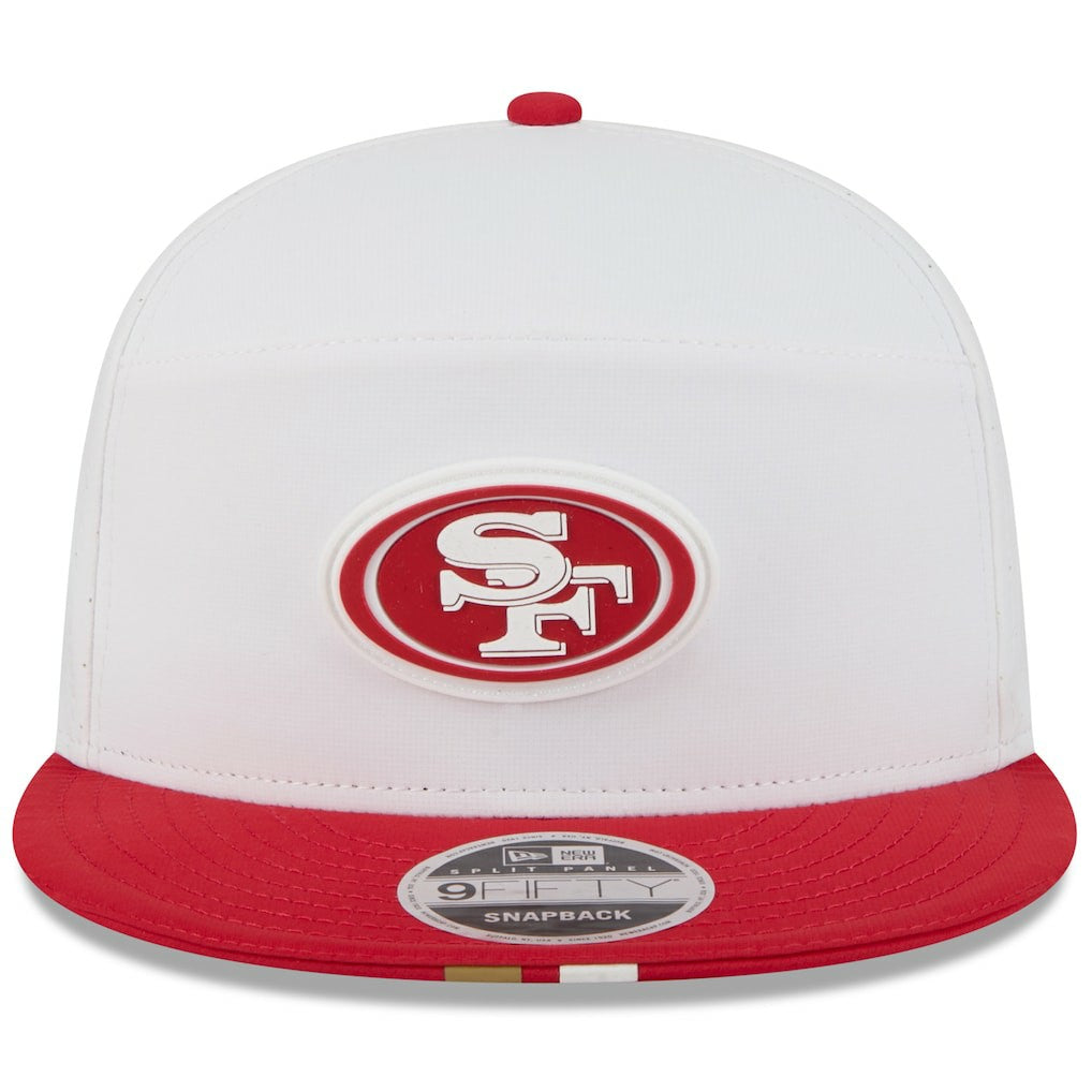 San Francisco 49ers New Era 2025 NFL Training Camp Split Panel 9FIFTY Snapback Hat - White/Scarlet sale
