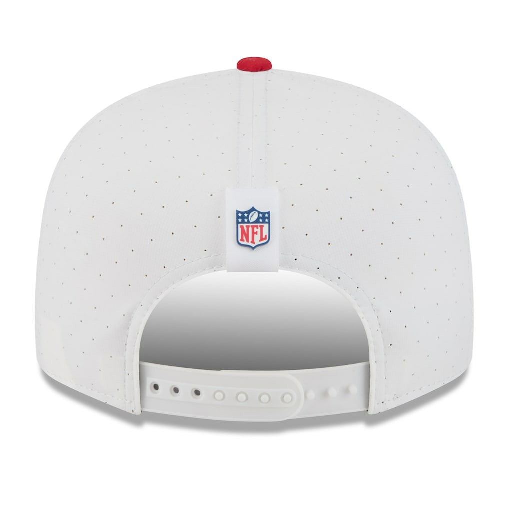 San Francisco 49ers New Era 2025 NFL Training Camp Split Panel 9FIFTY Snapback Hat - White/Scarlet sale