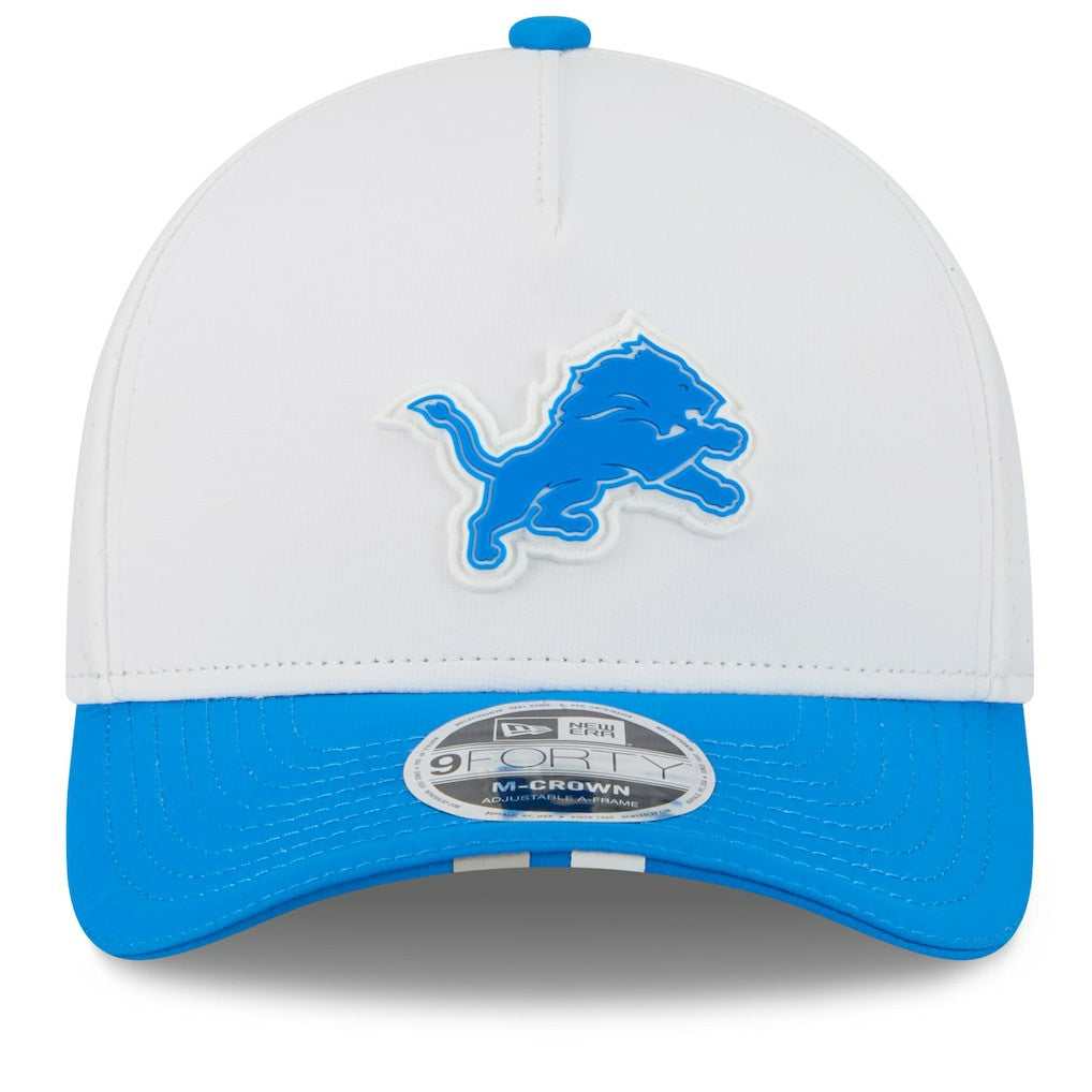 Detroit Lions New Era 2025 NFL Training Camp A-Frame 9FORTY Adjustable Hat - White/Blue discount