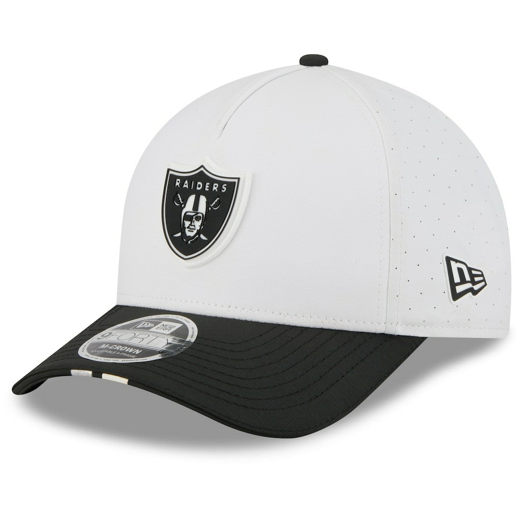 Las Vegas Raiders New Era 2025 NFL Training Camp A-Frame 9FORTY Adjustable Hat - White/Black discount