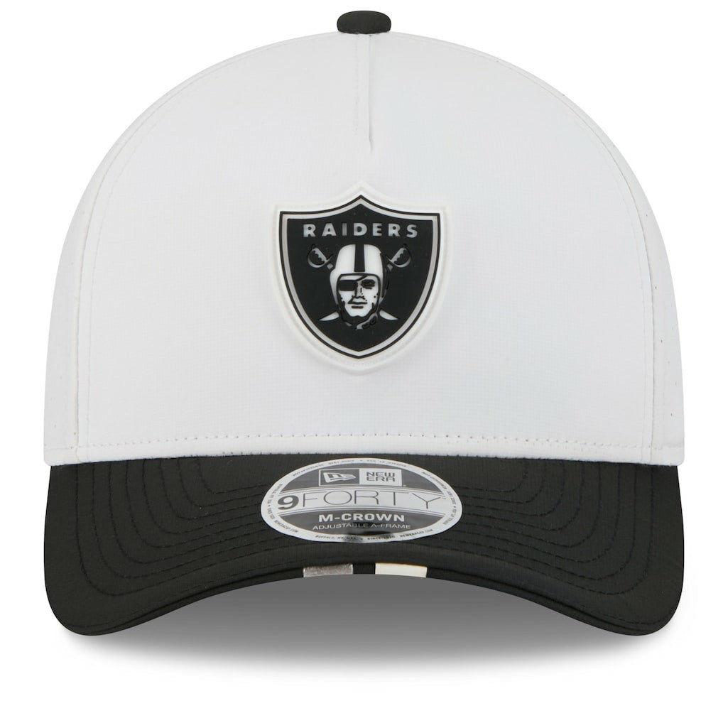 Las Vegas Raiders New Era 2025 NFL Training Camp A-Frame 9FORTY Adjustable Hat - White/Black discount