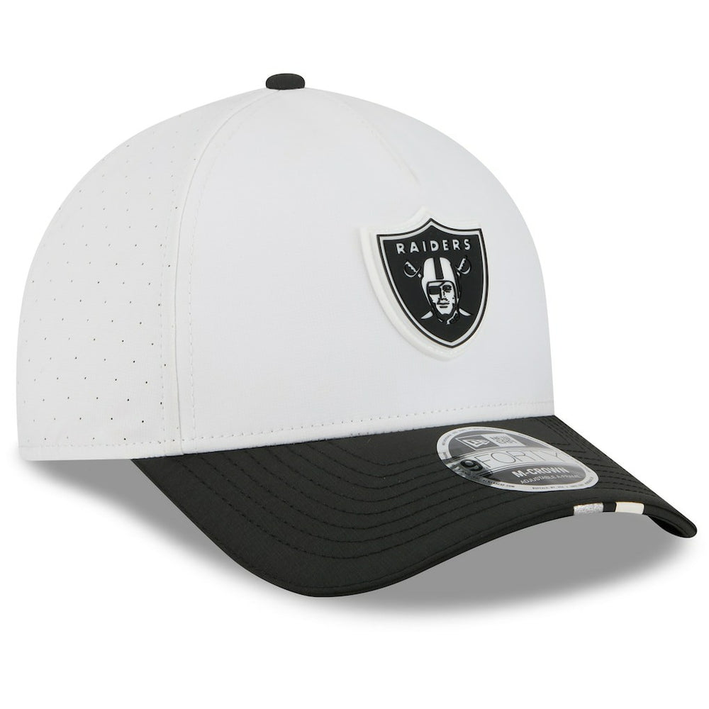 Las Vegas Raiders New Era 2025 NFL Training Camp A-Frame 9FORTY Adjustable Hat - White/Black discount