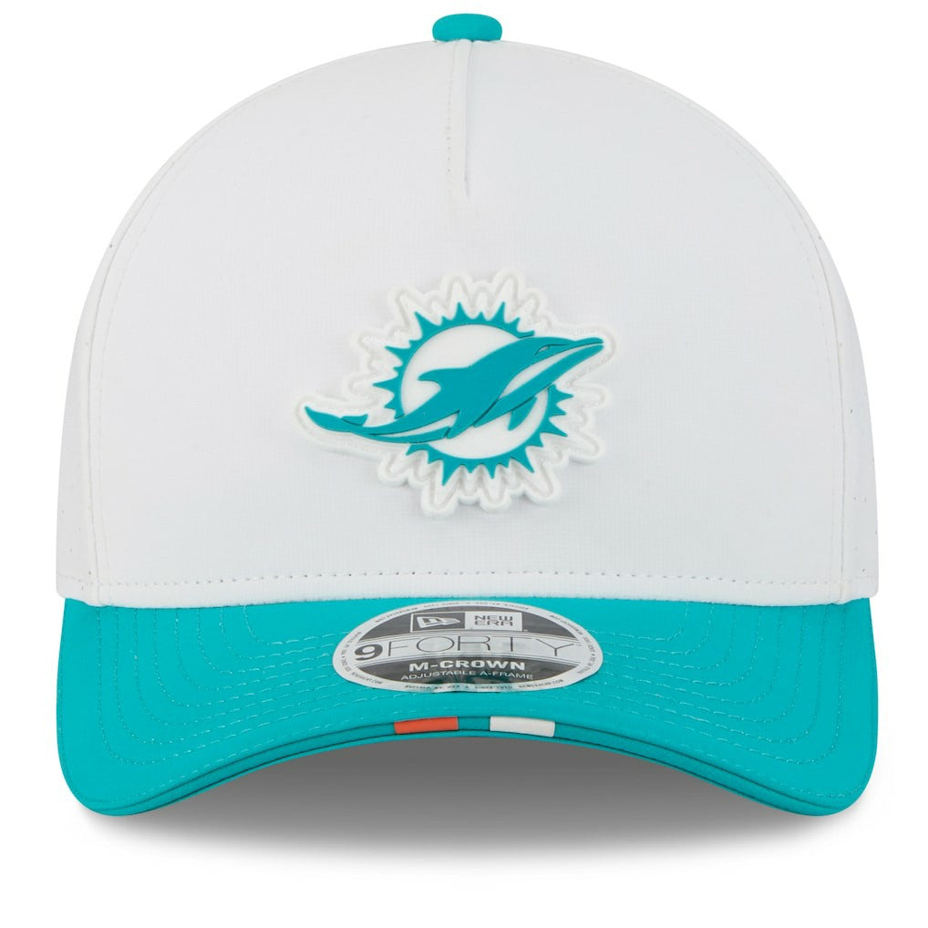 Miami Dolphins New Era 2025 NFL Training Camp A-Frame 9FORTY Adjustable Hat - White/Aqua online