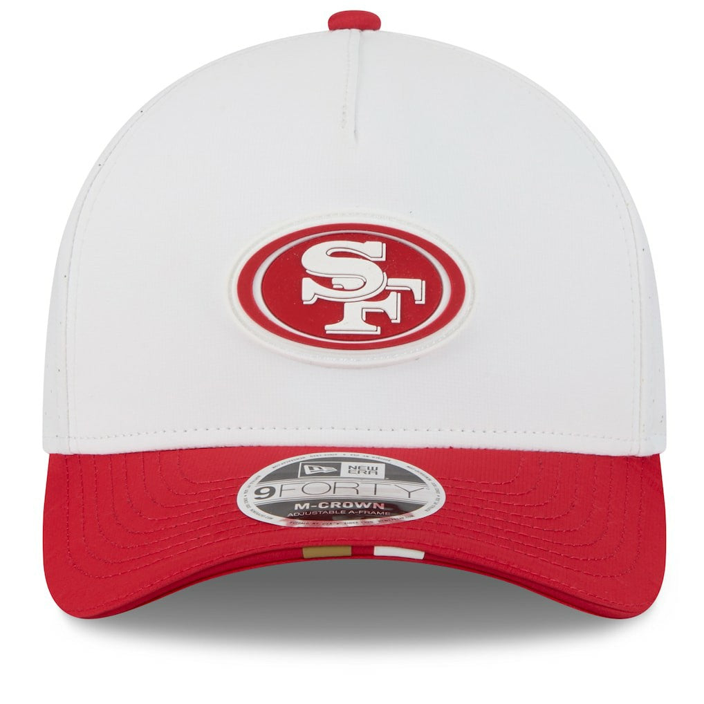 San Francisco 49ers New Era 2025 NFL Training Camp A-Frame 9FORTY Adjustable Hat - White/Scarlet outlet