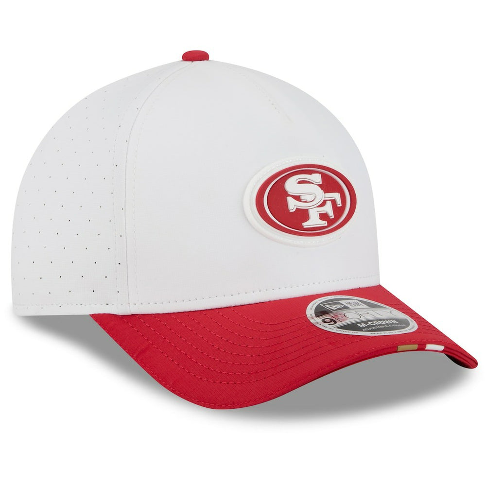 San Francisco 49ers New Era 2025 NFL Training Camp A-Frame 9FORTY Adjustable Hat - White/Scarlet outlet
