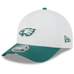Philadelphia Eagles New Era 2025 NFL Training Camp A-Frame 9FORTY Adjustable Hat - White/Midnight Green on sale