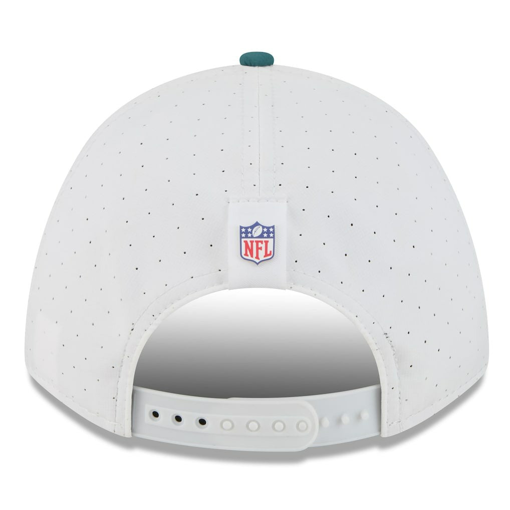 Philadelphia Eagles New Era 2025 NFL Training Camp A-Frame 9FORTY Adjustable Hat - White/Midnight Green on sale