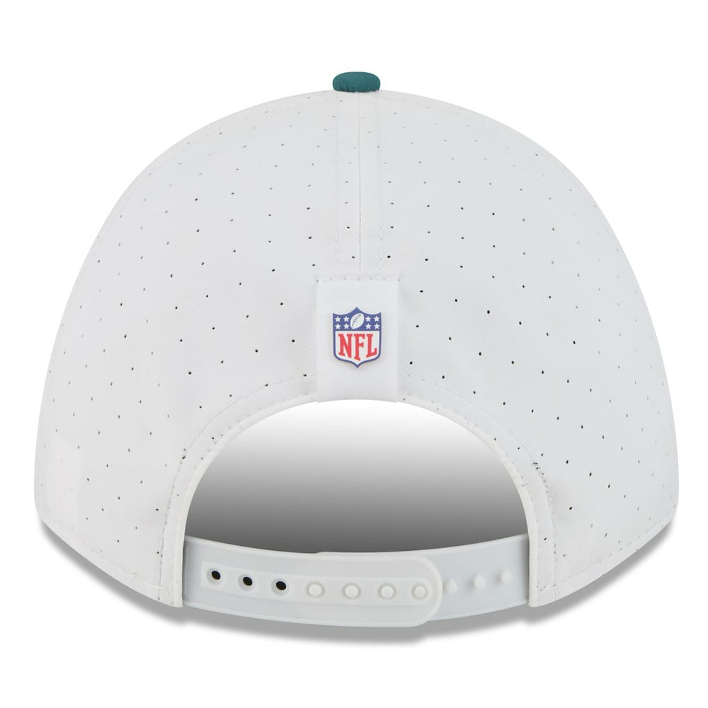 Philadelphia Eagles New Era 2025 NFL Training Camp A-Frame 9FORTY Adjustable Hat - White/Midnight Green on sale
