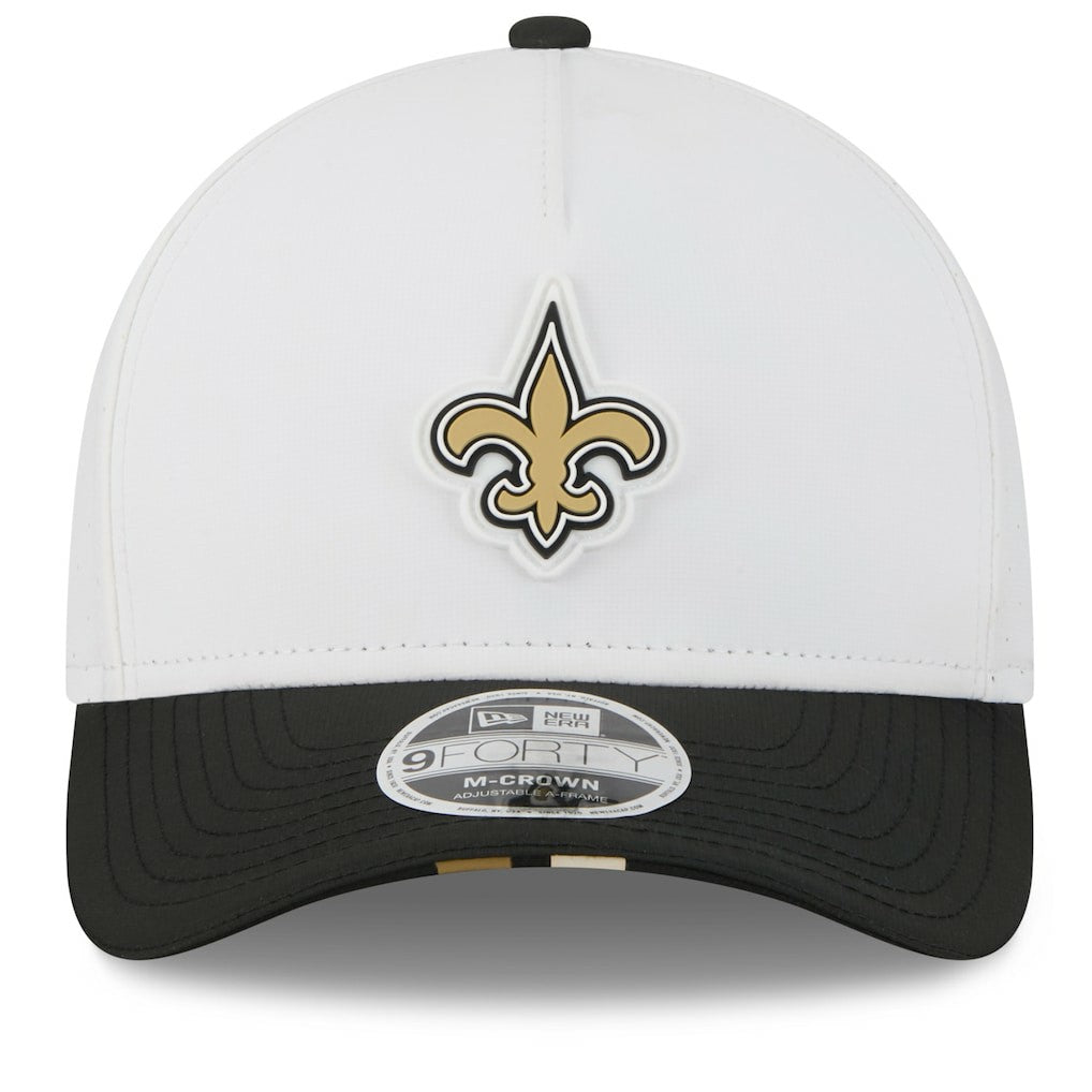 New Orleans Saints New Era 2025 NFL Training Camp A-Frame 9FORTY Adjustable Hat - White/Black online