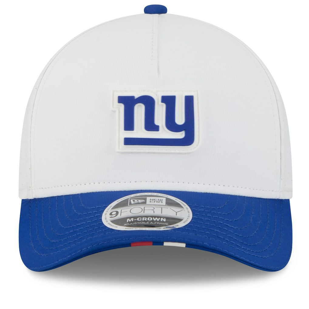 New York Giants New Era 2025 NFL Training Camp A-Frame 9FORTY Adjustable Hat - White/Royal on sale