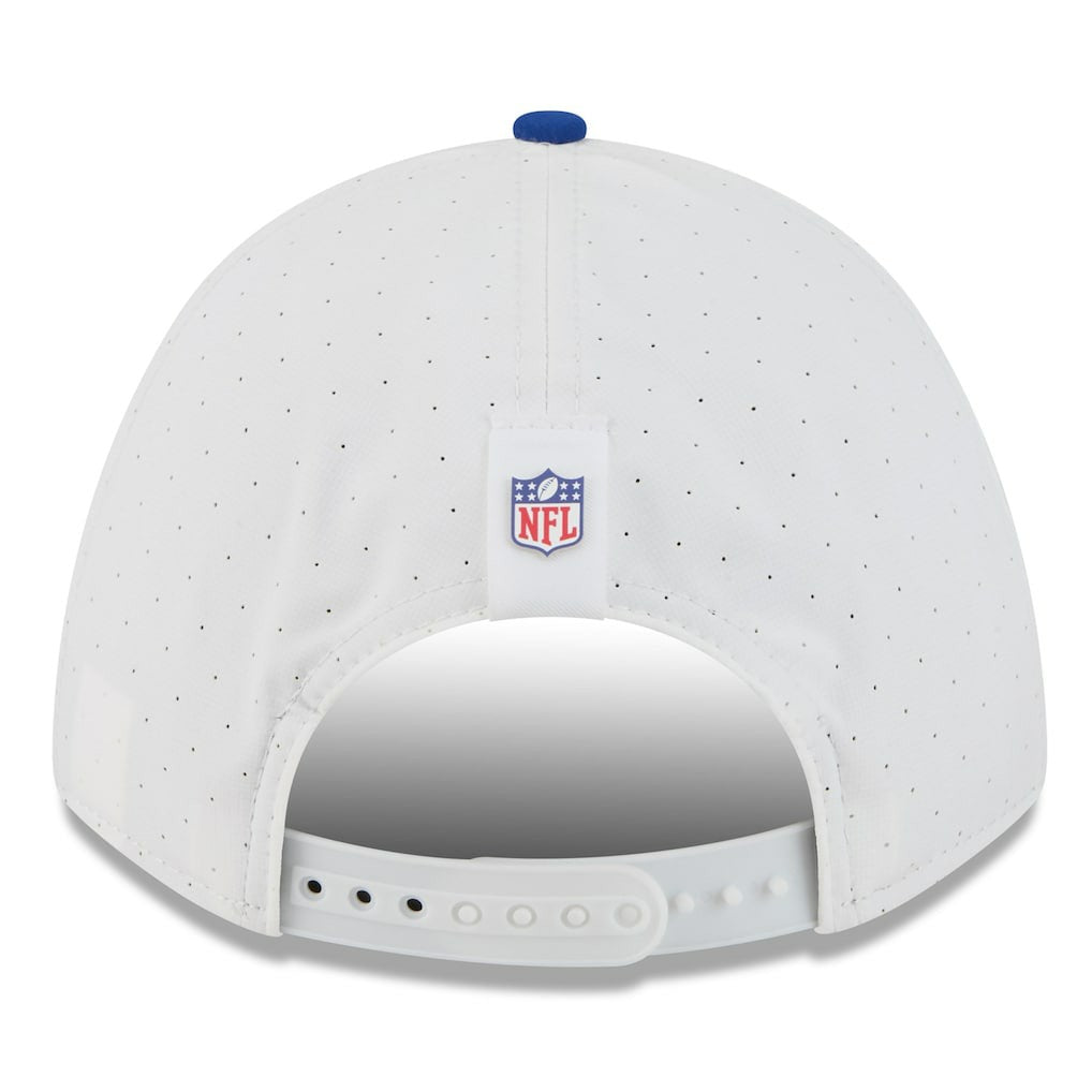 New York Giants New Era 2025 NFL Training Camp A-Frame 9FORTY Adjustable Hat - White/Royal on sale