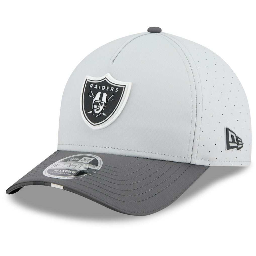 Las Vegas Raiders New Era 2025 NFL Training Camp A-Frame 9FORTY Adjustable Hat - Gray/Graphite for sale