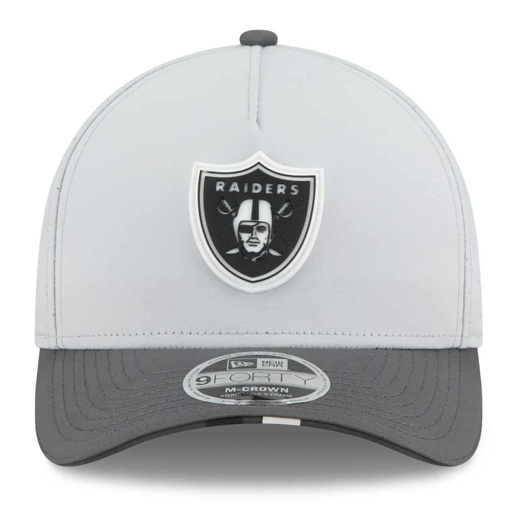 Las Vegas Raiders New Era 2025 NFL Training Camp A-Frame 9FORTY Adjustable Hat - Gray/Graphite for sale