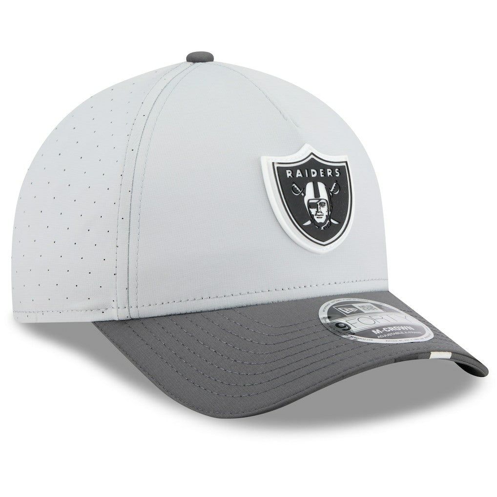 Las Vegas Raiders New Era 2025 NFL Training Camp A-Frame 9FORTY Adjustable Hat - Gray/Graphite for sale