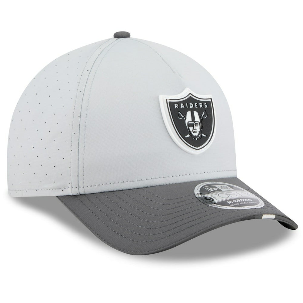 Las Vegas Raiders New Era 2025 NFL Training Camp A-Frame 9FORTY Adjustable Hat - Gray/Graphite for sale