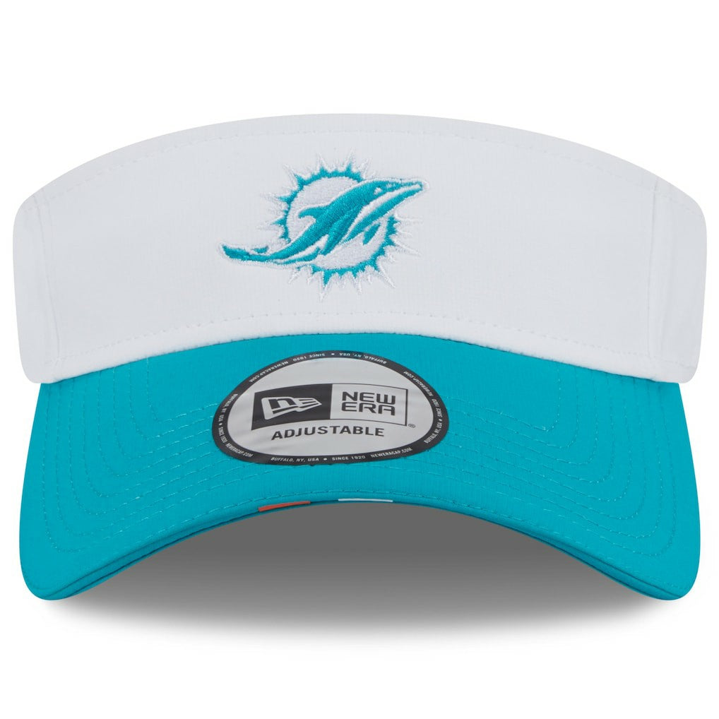 Miami Dolphins New Era 2025 NFL Training Camp Adjustable Visor - White/Aqua discount