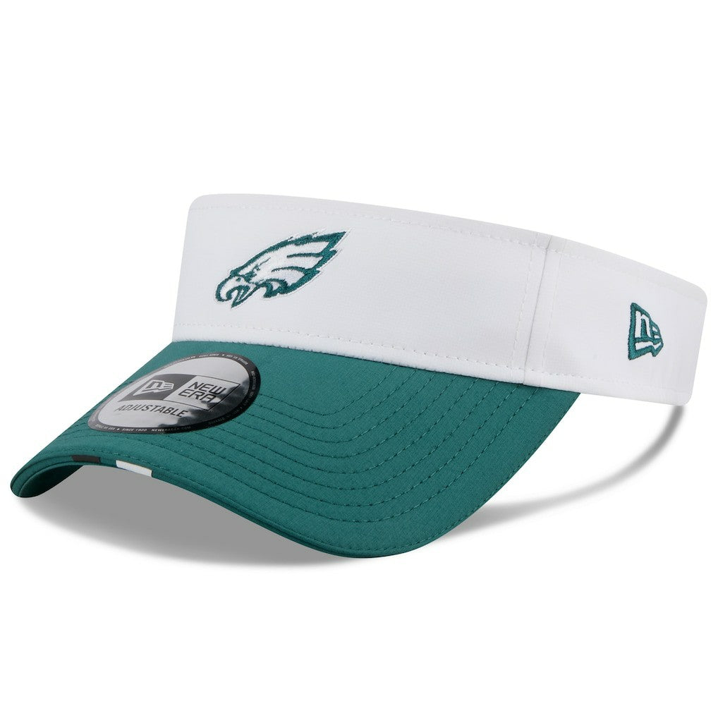 Philadelphia Eagles New Era 2025 NFL Training Camp Adjustable Visor - White/Midnight Green on sale