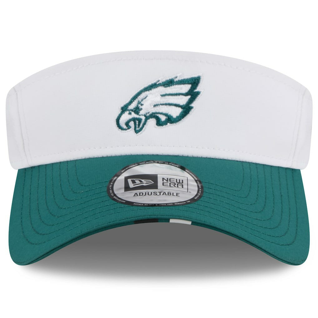 Philadelphia Eagles New Era 2025 NFL Training Camp Adjustable Visor - White/Midnight Green on sale