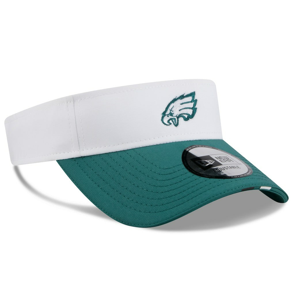 Philadelphia Eagles New Era 2025 NFL Training Camp Adjustable Visor - White/Midnight Green on sale