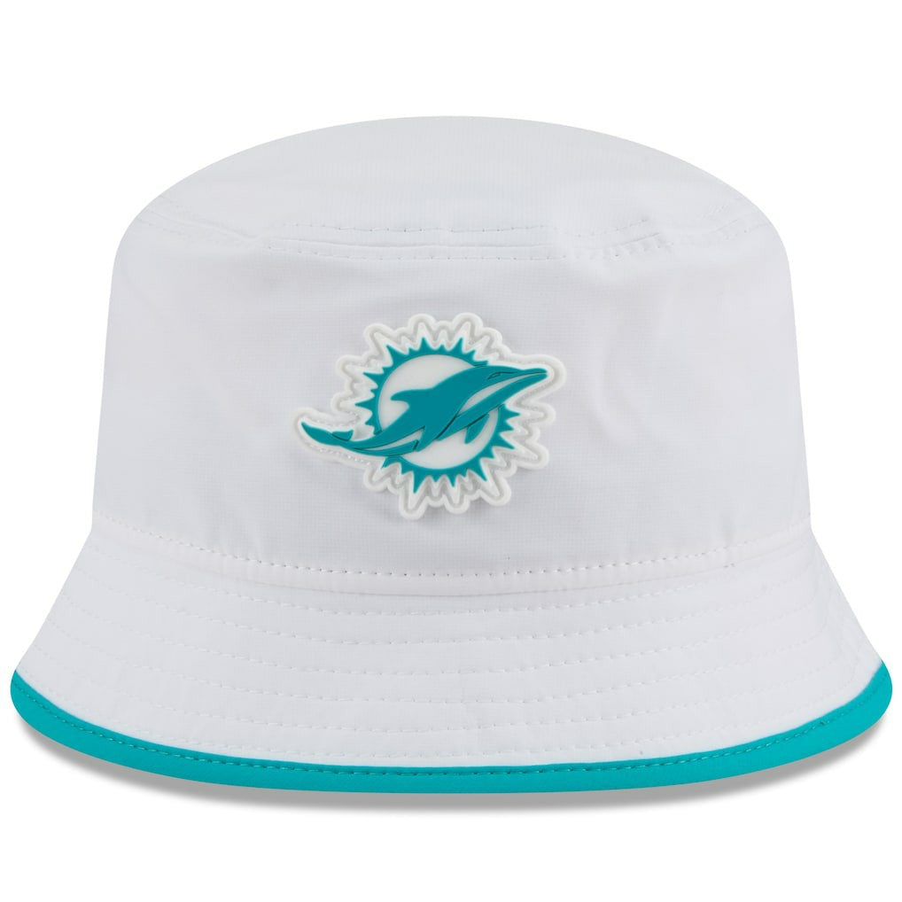 Miami Dolphins New Era 2025 NFL Training Camp Stretch Bucket Hat - White discount