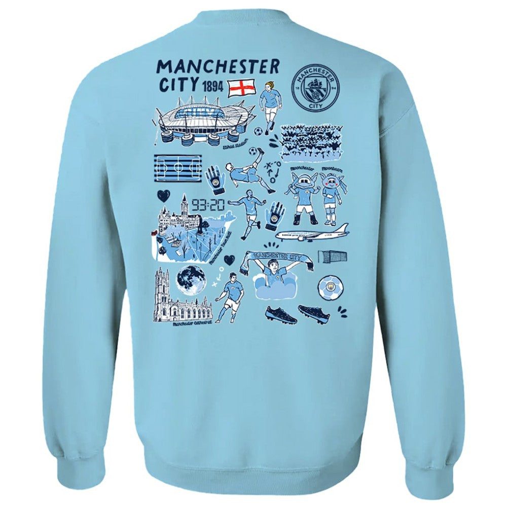 Manchester City Vive La Fete Women's Impressions Artwork Pullover Sweatshirt - Sky Blue shop